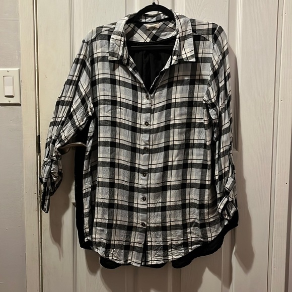 Kyla Seo Plaid and Velvet Embroidery Shirt - Picture 1 of 4